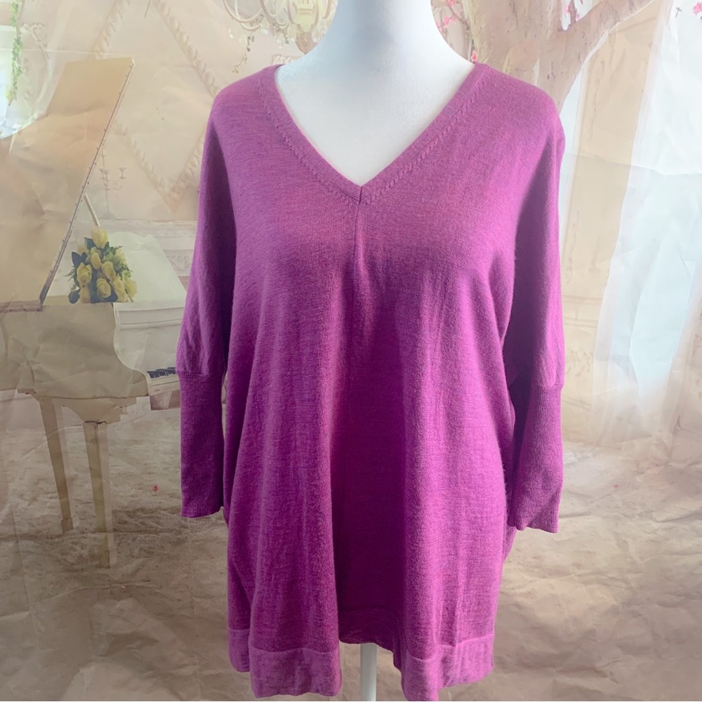 Eileen Fisher Boxy Merino Wool Sweater in Plum